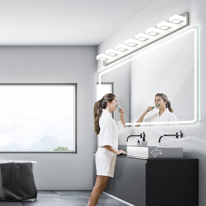 Ralbay 52inch Brushed Nickel Vanity Lights 8 Lights Dimmable 5 Color - Image 5