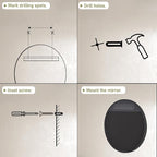 VooBang 24 inch Round Bathroom Mirror, Balck Modern Circle Wall Mounted Mirror - Image 7