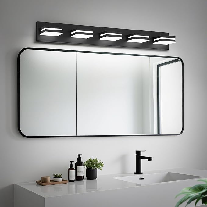 Modern LED Bathroom Lights Fixtures, Metal Black Acrylic Wall Lighting - Image 5