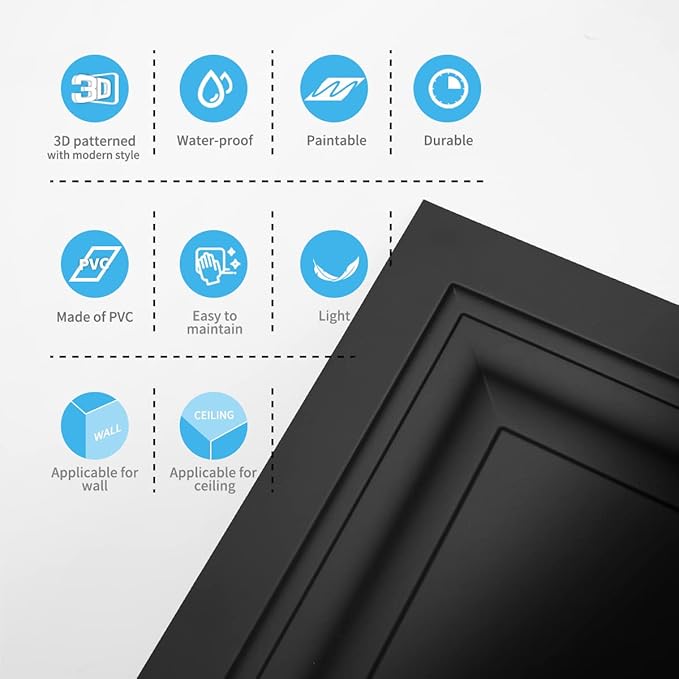 Art3d 12-Pack Square Black Drop Ceiling Tile 2ft x 2ft, PVC Ceiling Panel 24 x - Image 8