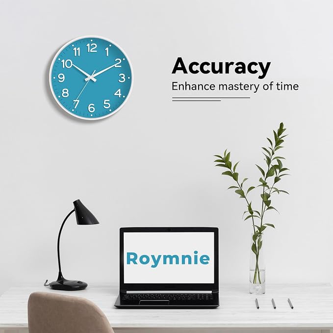 Roymnie Wall Clock, Silent Wall Clocks Battery Operated 8 Inch-Modern Non - Image 4