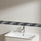 IVN Wallpaper Border Peel and Stick Wall Black and Silver Mosaic Decorative - Image 5