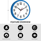 Rohioue Wall Clock Modern 8 Inch Battery Operated Silent Non Ticking Small - Image 3