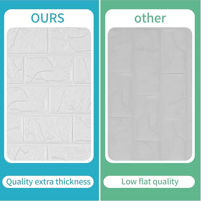 40 PCS 3D Wall Panels Peel and Stick Faux Foam 11.8"*11.8" White Brick Wallpaper - Image 6
