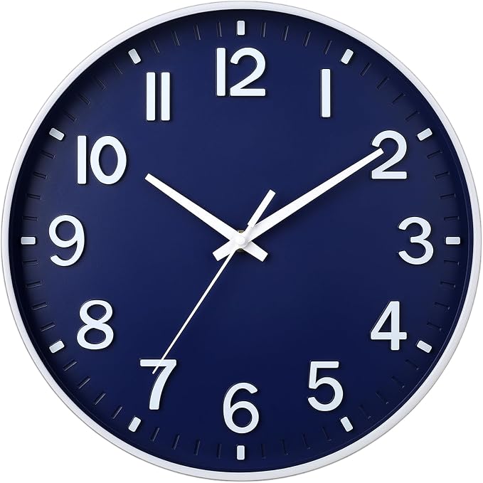 HZDHCLH Navy Blue Wall Clocks Battery Operated, 12 inch Silent Non Ticking by HZDHCLH