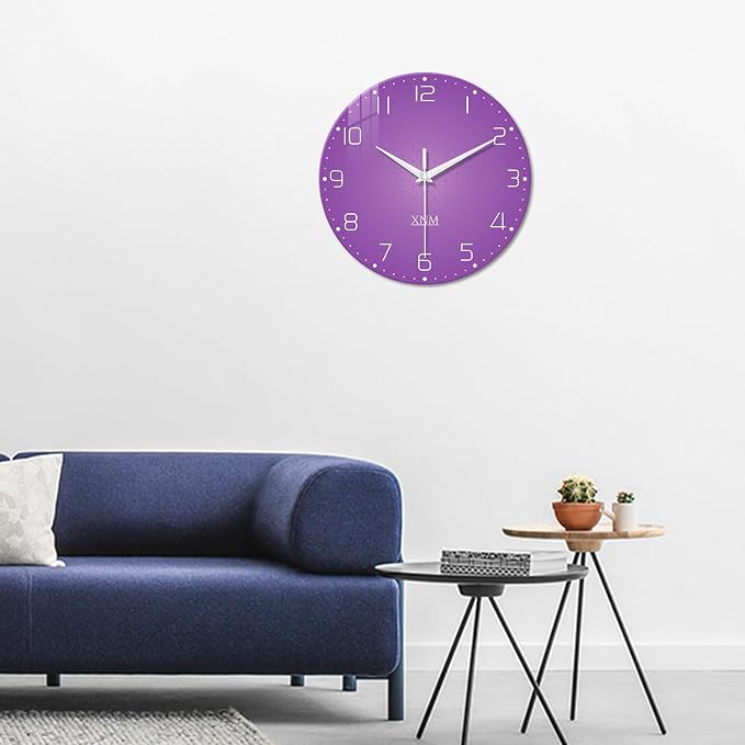 XNM Large Wall Clock for Girls Room 16 Inch Purple Clock Battery Operated Glass - Image 5