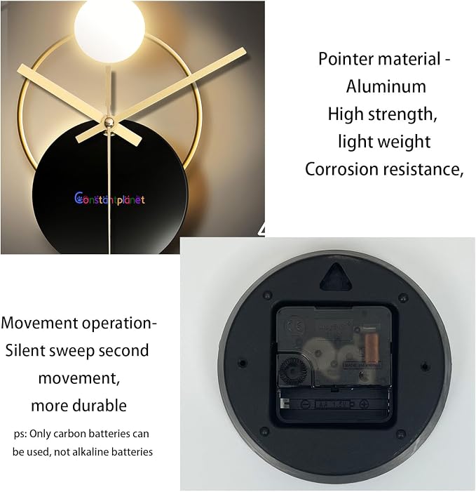 Black and Gold Wall Clock for Kitchen Glass Decorative Wall Clocks Battery - Image 7