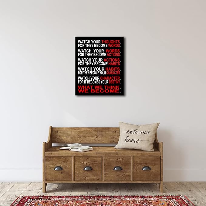Pyradecor Large Canvas Prints Wall Art Watch Your Thoughts Motivational - Image 3