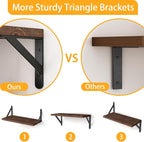 YGEOMER Floating Shelves for Wall, Different Sizes Dark Carbonized Pine Wall - Image 4