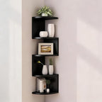 No-Drill Corner Shelf Wall Mount, 5-Tier Floating Corner Bookshelf by Frawenleco
