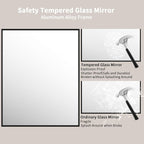 LOAAO 40"X32" Black Rectangle Bathroom Mirror Wall, Matte Black Aluminum Alloy - Image 5