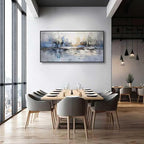 Abstract Wall Art Blue and White Reflection Large Size Framed Artwork Wall - Image 2