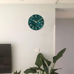 Teal Wall Clock Battery Operated 14 Inch Modern Abstract Clocks - Image 4