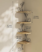 Alsonerbay Wall Mount Corner Shelves 4 Tier Floating Corner Storage Wood - Image 2