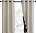 NICETOWN Natural 100% Blackout Lined Curtains, 1 Pair, 2 Thick Layers Narrow by NICETOWN