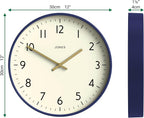 JONES CLOCKS® Studio wall Clock | Modern Round Style | 12 inch | Dark Navy Blue - Image 4