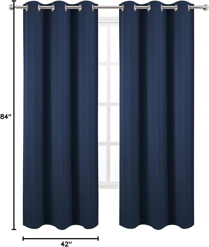 LEMOMO Blackout Curtains 42 x 84 inch/Navy Curtains Set of 2 Panels/Thermal - Image 10