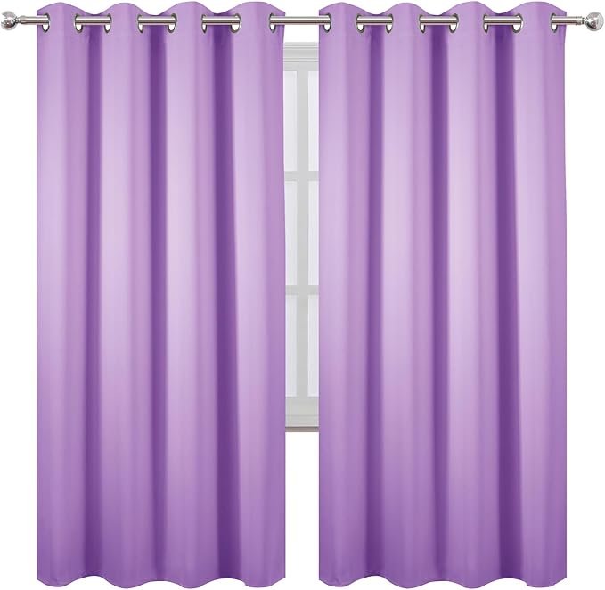 LEMOMO Blackout Curtains 66 x 72 Inch Long Lavender Curtains Set of 2 Panels - Image 2