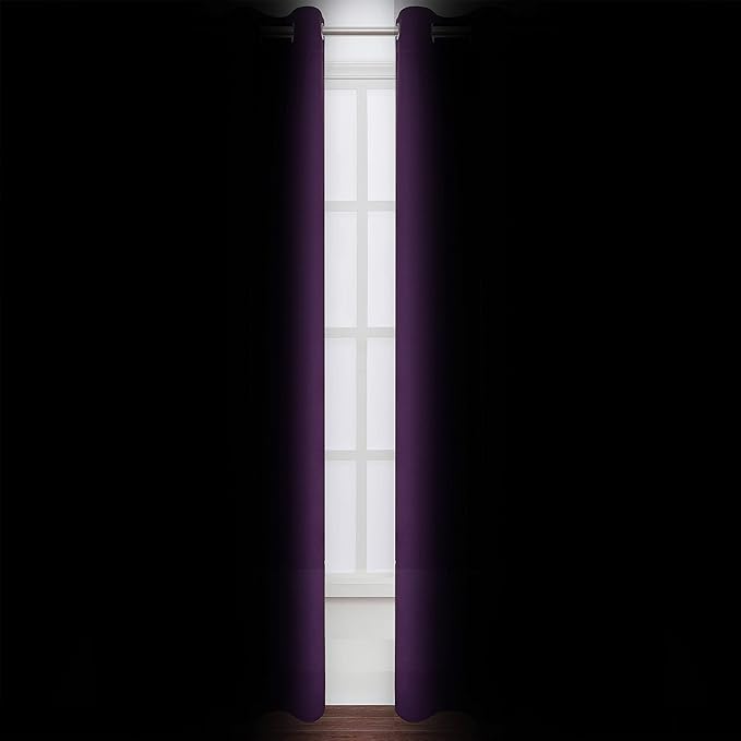 LEMOMO Purple Thermal Blackout Curtains/42 x 95 Inch/Set of 2 Panels Room - Image 3
