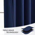 MIULEE Navy Blue Back Tab Blackout Curtains 102 Inch Long 2 Panels Set - Image 7