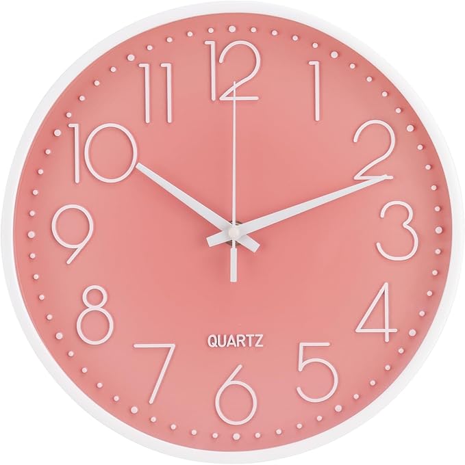 Wall Clock 10 Inch Non-Ticking Silent Modern Simple Style Round Decor Clock by BAKBRAND