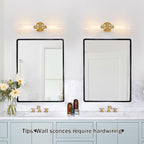 Wall Sconces Set of Two, Hardwired Brushed Gold Bathroom Sconces Wall Lighting - Image 5