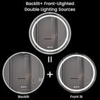 Round LED Bathroom Mirror with Lights, Backlit & Front Lighted, Wall-Mounted - Image 5