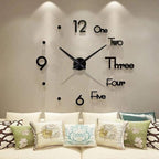 DIY 3D Wall Clock Large Frameless Watch Mirror Surface Wall Art Clock by LOZMOM