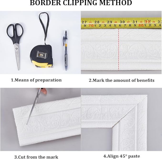 CRASPIRE 88 x 3.35 Inch White Crown Molding Peel and Stick Self Adhesive - Image 5
