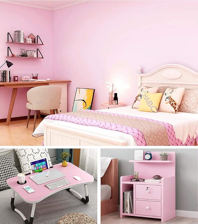 197"x17.7" Pink Wallpaper Solid Color Peel and Stick Wallpaper Pink Contact - Image 4