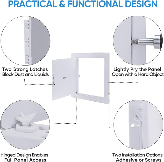 TICONN Access Panel for Drywall, 8 x 8 Inch ABS Plastic Wall Hole Cover Access - Image 3