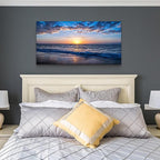 Wapluam Beach Wall Art Blue Sea Coastal Sunset Natural Scenery Picture Print On - Image 6