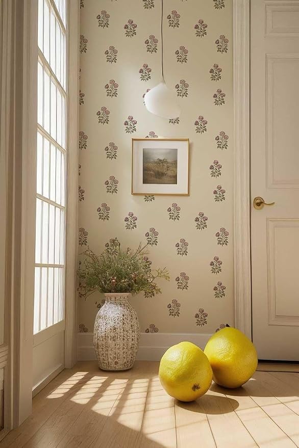 Beige Floral Wallpaper Vintage Rose Peel and Stick Wallpaper Waterproof Contact - Image 7