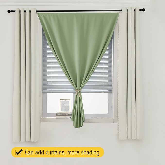 Thermal Blackout Curtains with Self-Adhesive Tape, No Rod No Drill Easy Install - Image 8