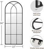 Mirror Full Length, Window Pane Wall Black Full Body Mirrors, Oversize - Image 2