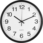 Wall Clock 12 Inch Metal Finish Silent Non Ticking Indoor Clock Round Battery - Image 2