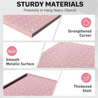 Peg Board, 3 Pack Metal Pegboard Panels Pink Pegboards Wall Organizer - Image 4