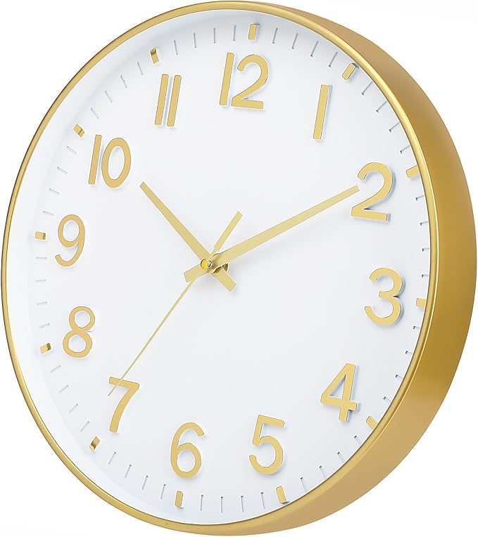 HZDHCLH White and Gold Wall Clocks Battery Operated 12 inch Silent Non Ticking - Image 3