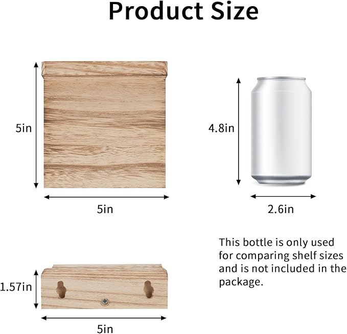 Fixwal Floating Shelves for Wall, Rustic Wood Small Wall Mounted Shelves for - Image 3