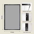 Koonmi Black Mirrors for Wall, 24x36 Inch Bathroom Mirror, Rectangular Wall - Image 2