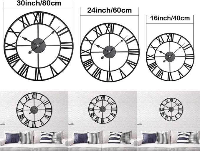 Antique Tower 24 inch Large Roman Numeral Wall Clock, Indoor Outdoor Patio - Image 4