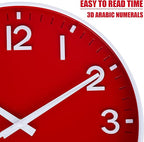 HZDHCLH Red Wall Clocks Battery Operated, 12 inch Silent Non Ticking Modern - Image 5