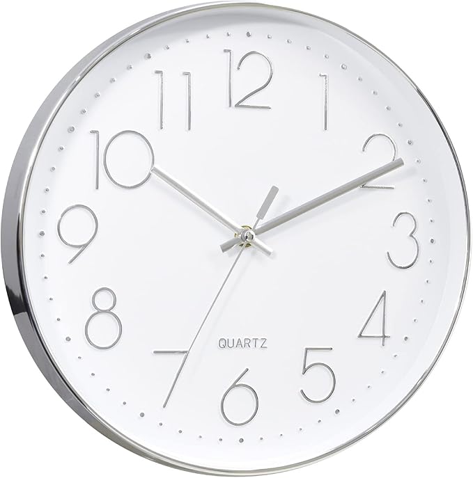 Tosnail 12 Inches Round Silent Non Ticking Quartz Wall Clock by Tosnail