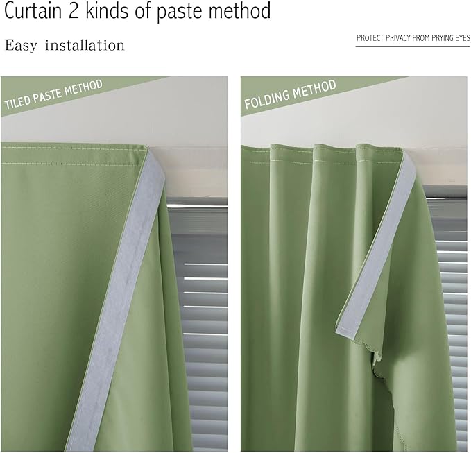 Magic Tape Blackout Curtains for Bedroom No Drillng Self Adhesive Curtains No - Image 6