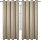 LEMOMO Blackout Curtains 66 x 72 Inch Long Beige Curtains Set of 2 Panels Room - Image 2