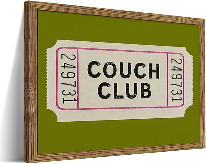 Vintage Framed Wall Art, Couch Club Ticket Canvas Wall Decor Painting, Retro by Unknown