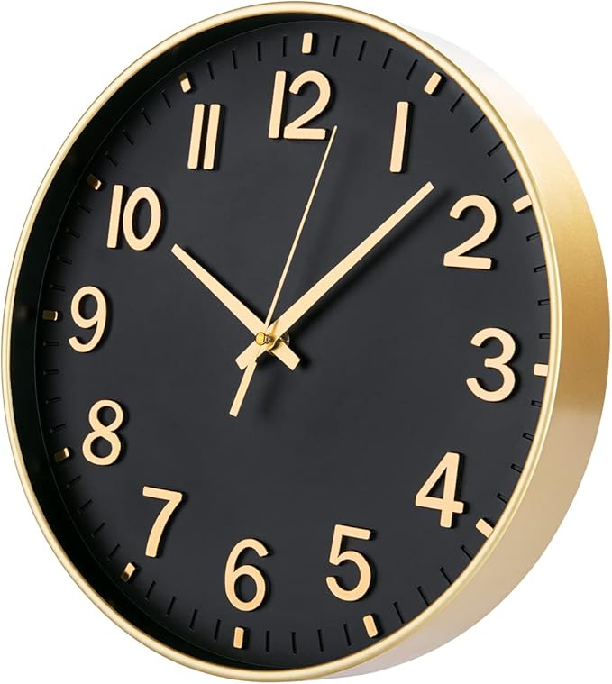 HZDHCLH Black Wall Clocks Battery Operated, 12 inch Silent Non Ticking Modern - Image 2