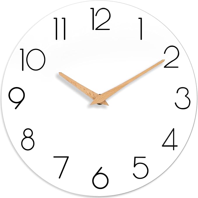 cicininc Wall Clock, 14 Inch Wooden Silent Non-Ticking, Decorative Battery by CICININCOfficial