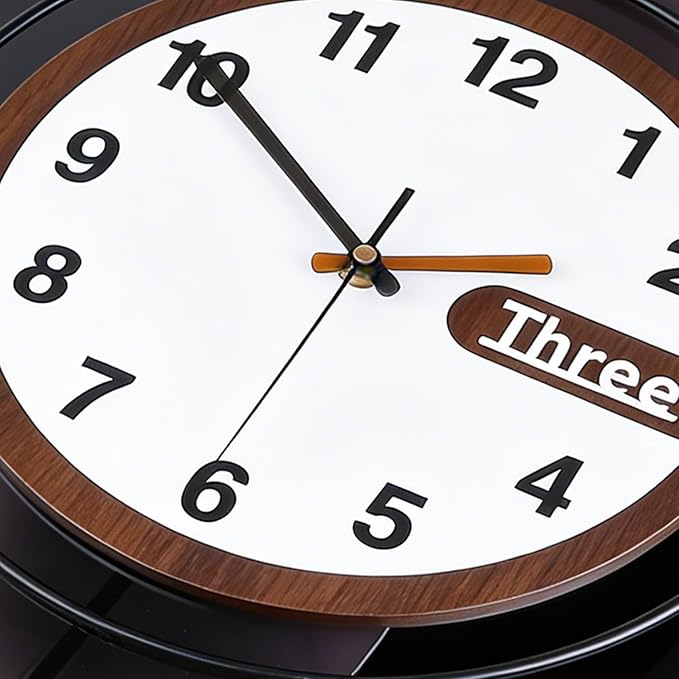 Dankeit Modern Wall Clock with Oak Wood Dial and Silent Movement, 12.6x22.8 - Image 2