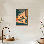 Funny Frog Bathroom Wall Art, Cute Japanese Frog in Toilet Wall Decor, - Image 5
